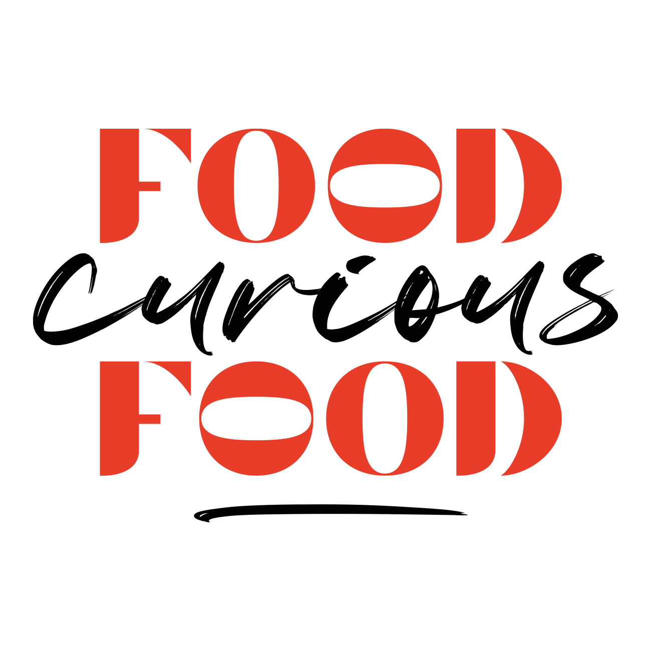 Logo designed for a food consultant, Food curios food shown in red and black colour palette