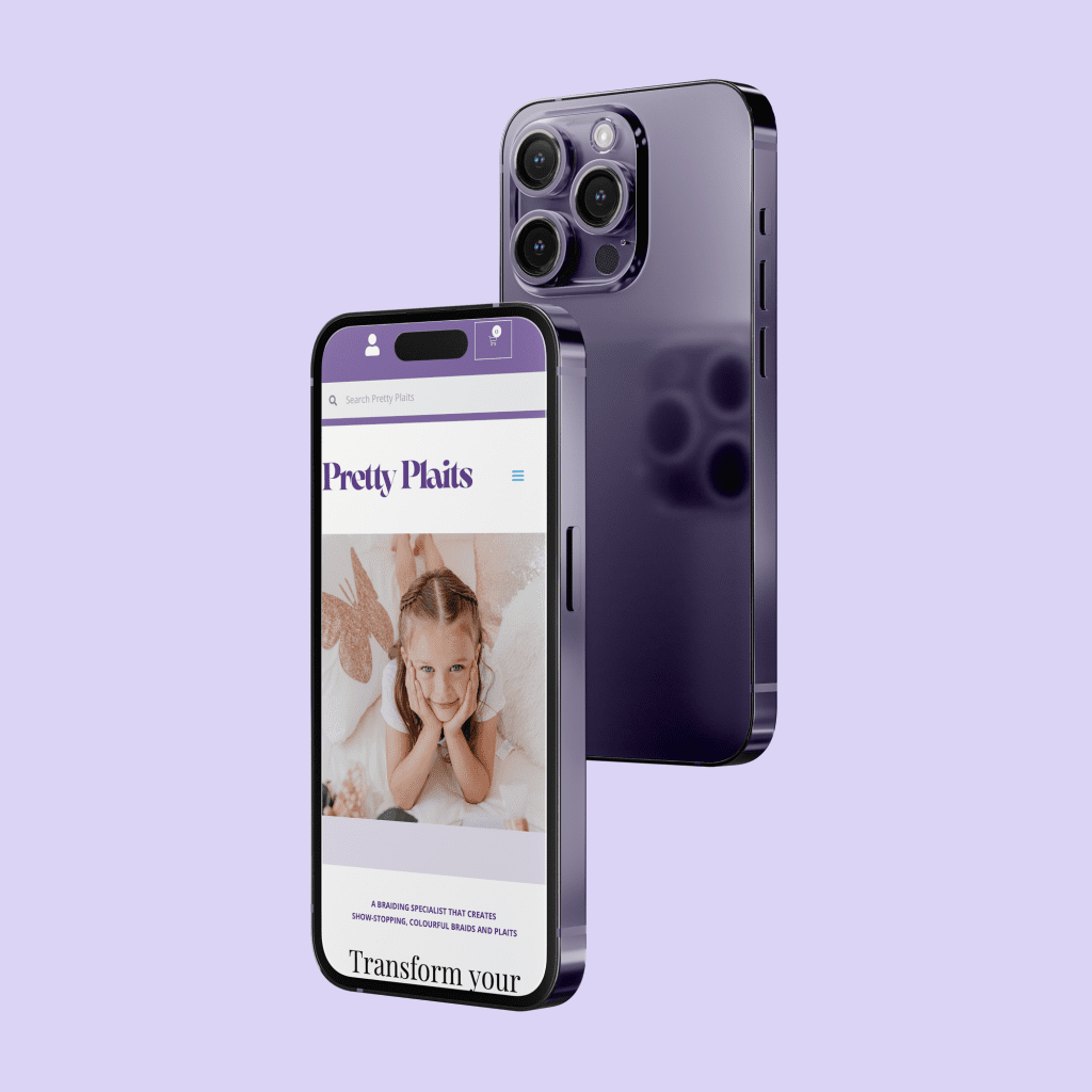 Company website of a hair design and training company based in York, displayed on a mobile device