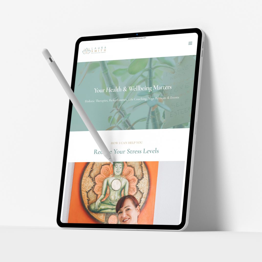 tablet showing homepage of life coaching website