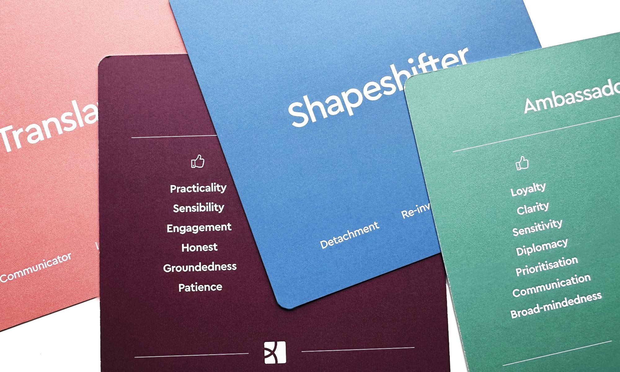 Colourful Brand Personality Workshop cards used by Mint Sauce Media, a York-based branding and web design studio, to help businesses define their values and brand identity.