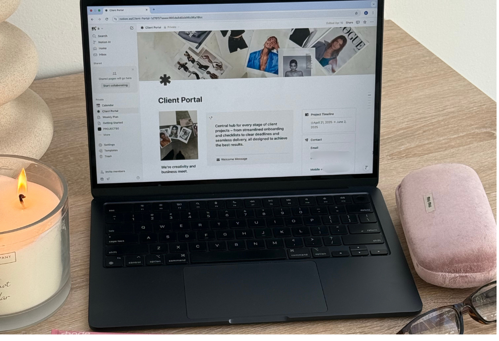 Open laptop with a client portal on screen, part of a good brand experience strategy